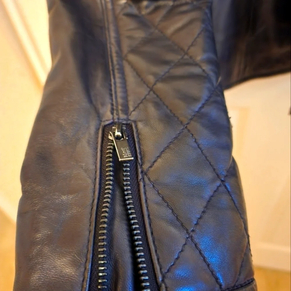 Black Rivet 100% Genuine Leather Jacket Large - Picture 5 of 7